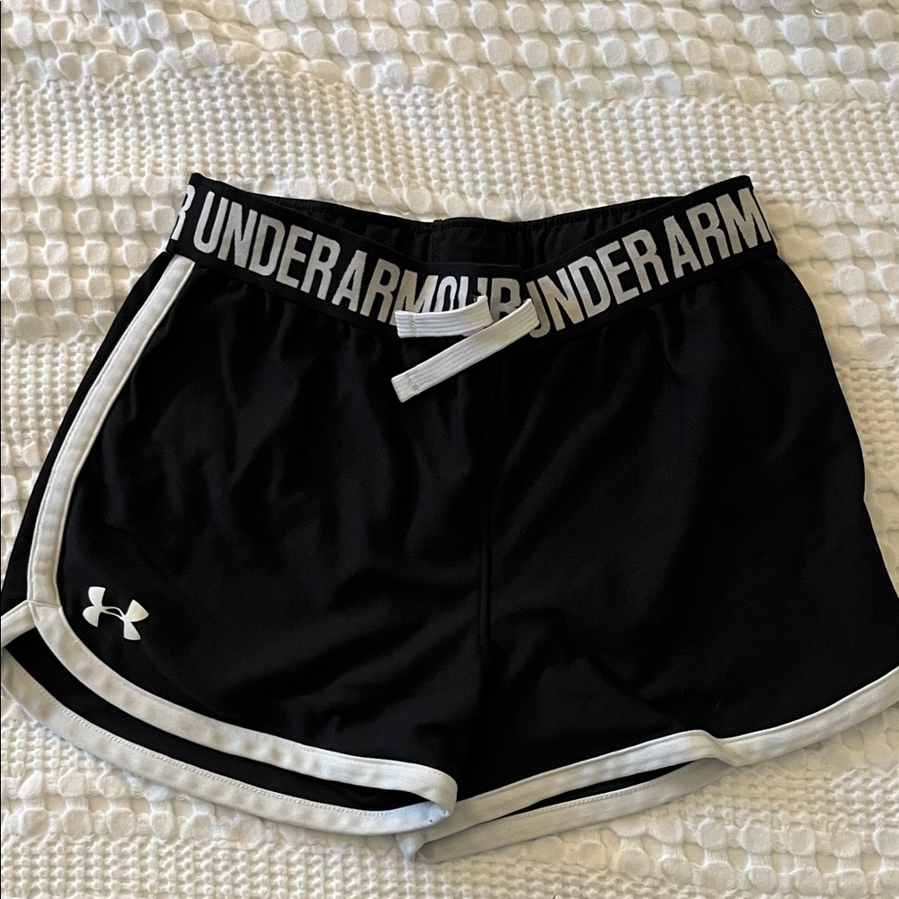 Under Armour Women's Black and White Athletic Shorts